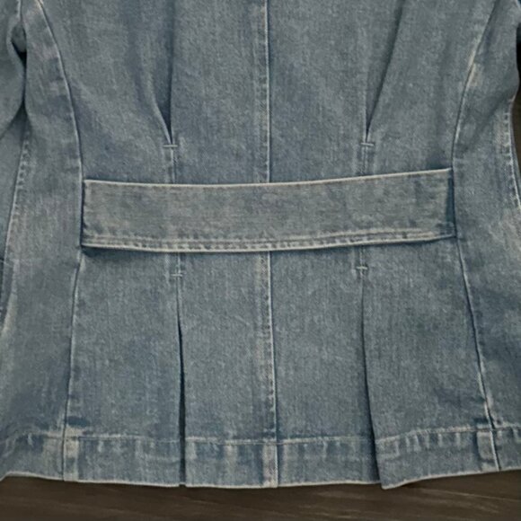 DEMOCRACY WOMENS BLUE DENIM JACKET DOUBLE BREASTED RETRO MEDIUM WASH SZ 6 - Picture 10 of 12